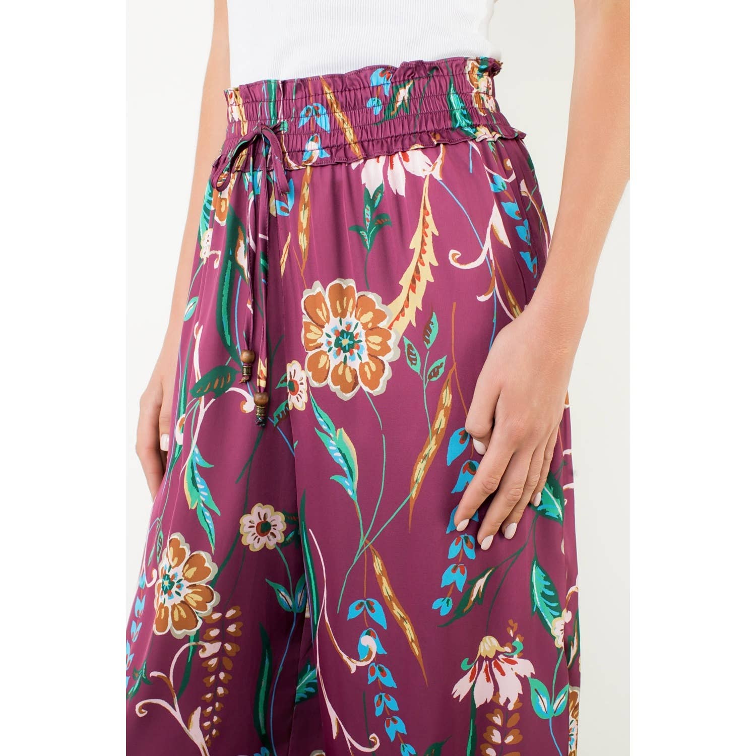 Floral Smocked Waist Wide Leg Pants - The Girl on Ivy