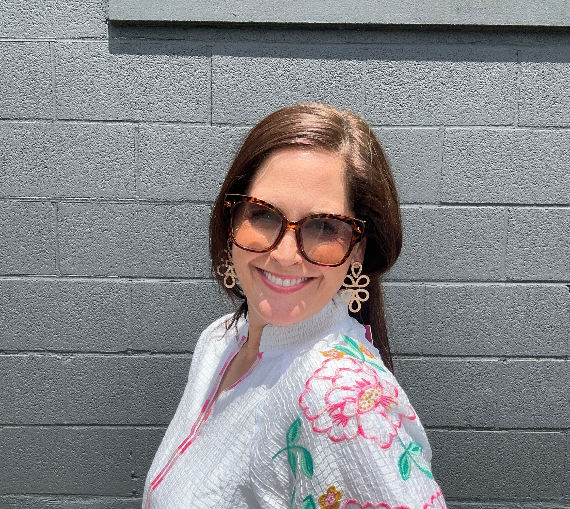 Ella Embroidered Puff Sleeve V-Neck Top - The Girl on Ivy