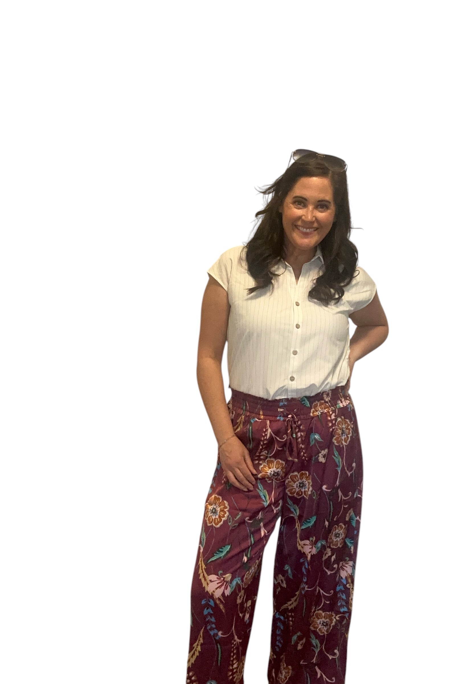 Sophia Floral Smocked Waist Wide Leg Pants - The Girl on Ivy