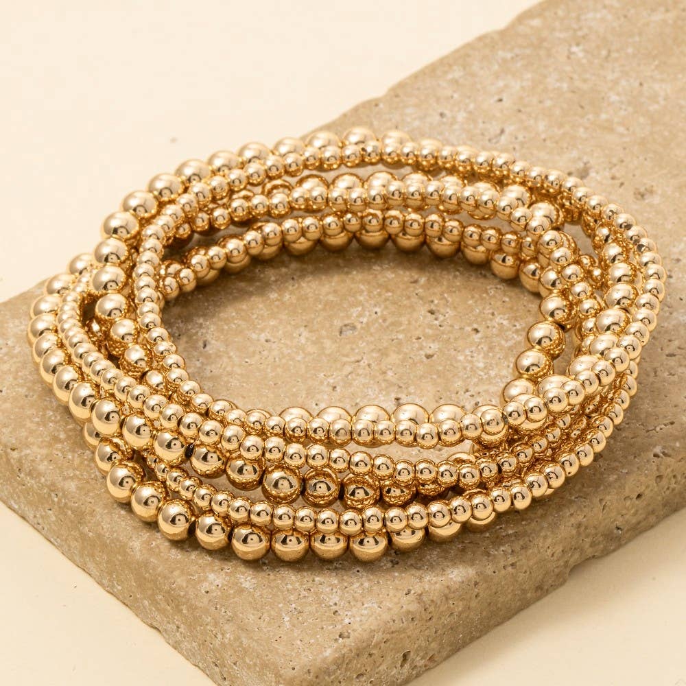 Mixed Mini Metallic Beaded Bracelet 7 Set - The Girl on Ivy