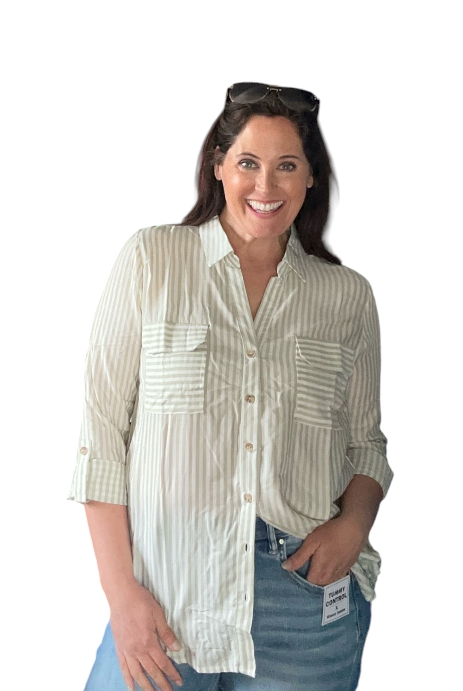 Joey Stripe Collared Button Down Lightweight Shirt - The Girl on Ivy