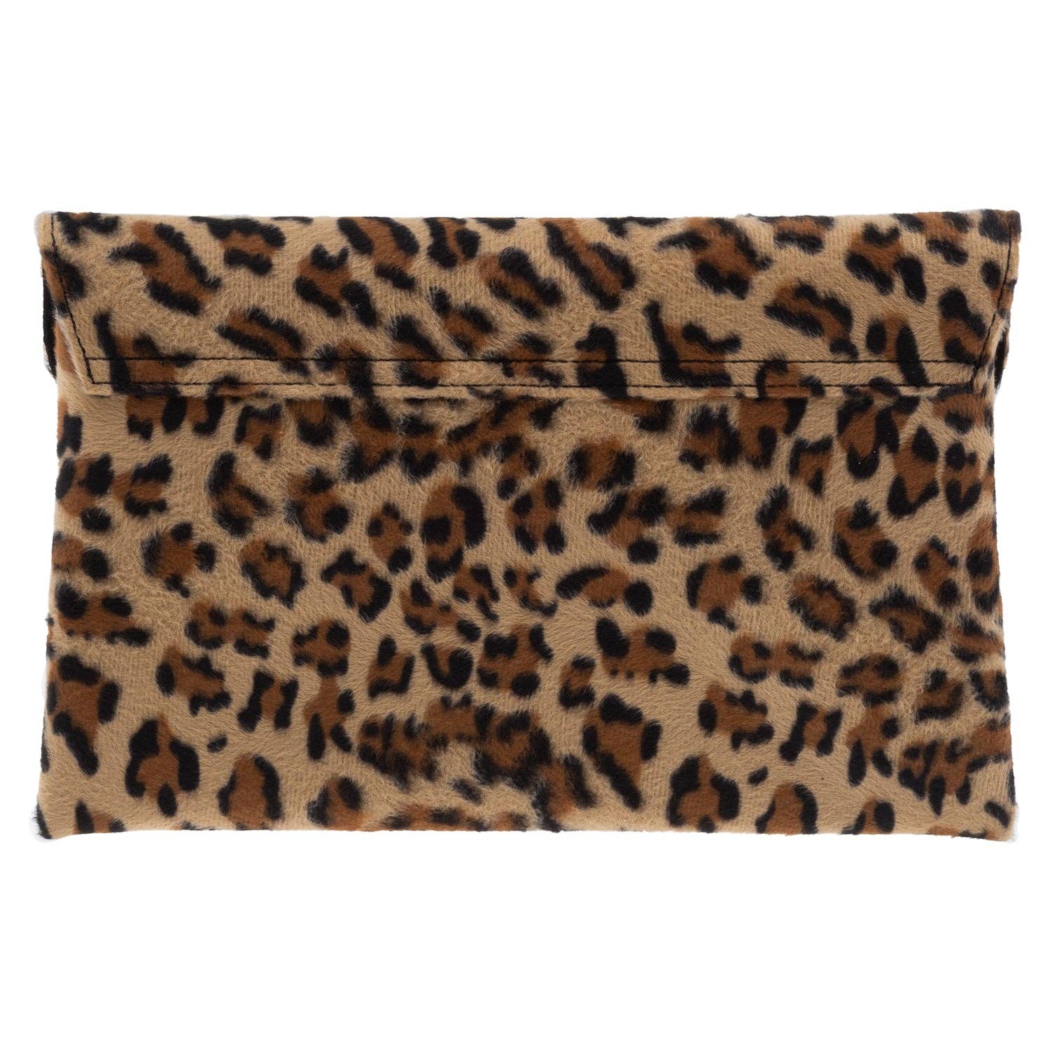 Faux Fur Leopard Print Double Pocket Clutch - The Girl on Ivy