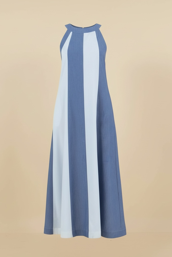 Hillary Halter Neck Maxi Dress W/ Button Adjustable Strap - The Girl on Ivy