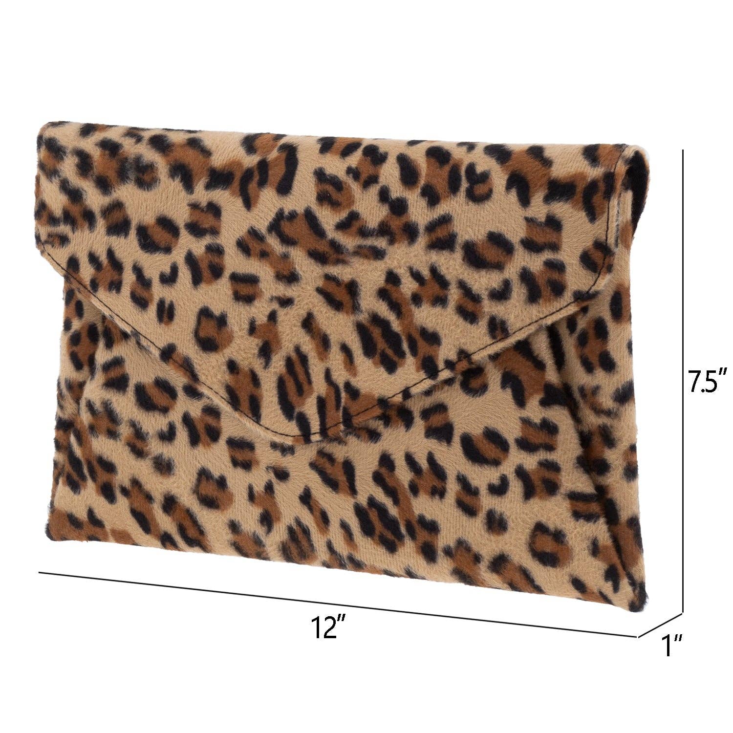 Faux Fur Leopard Print Double Pocket Clutch - The Girl on Ivy