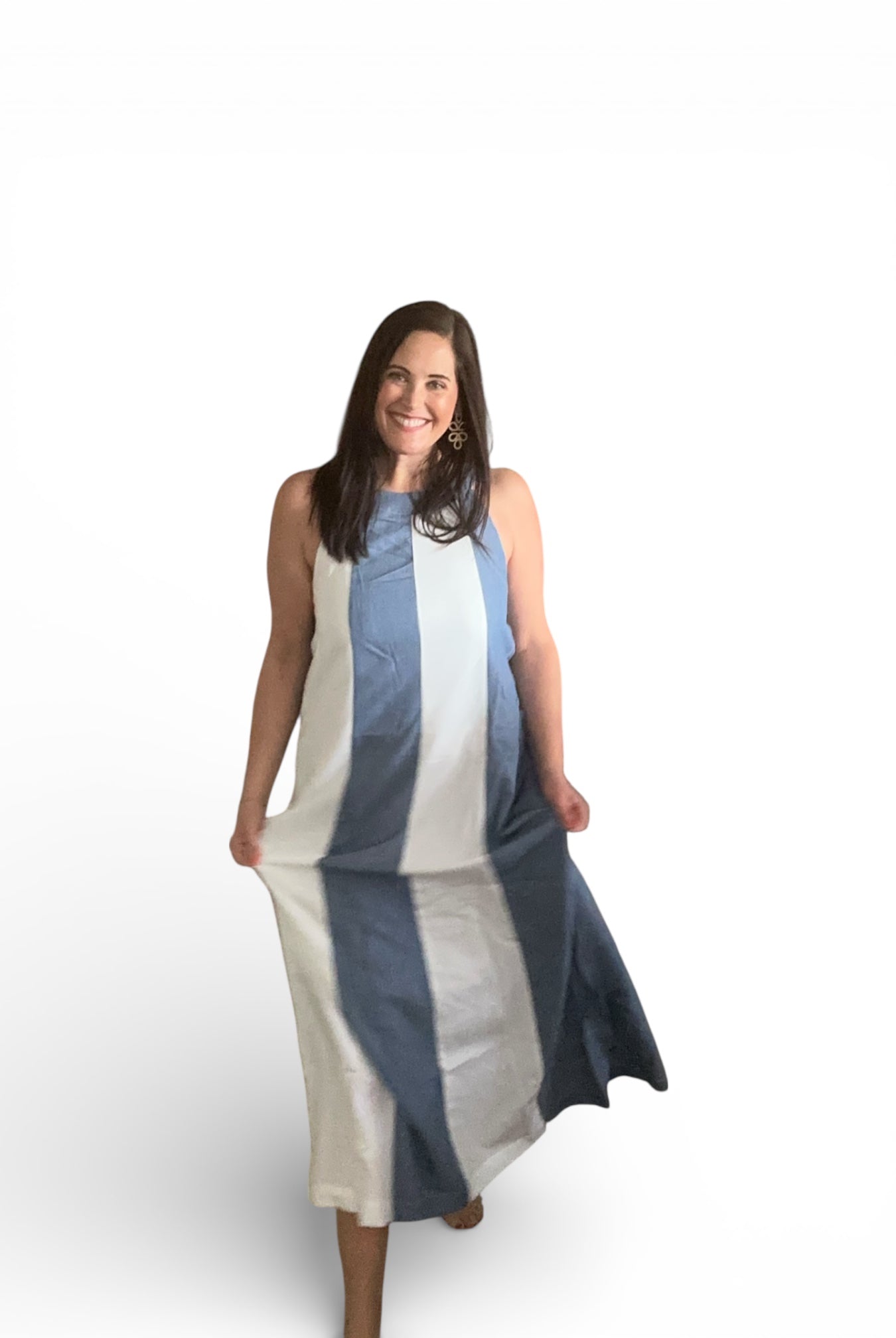 maxi stripe dress with adjustable straps