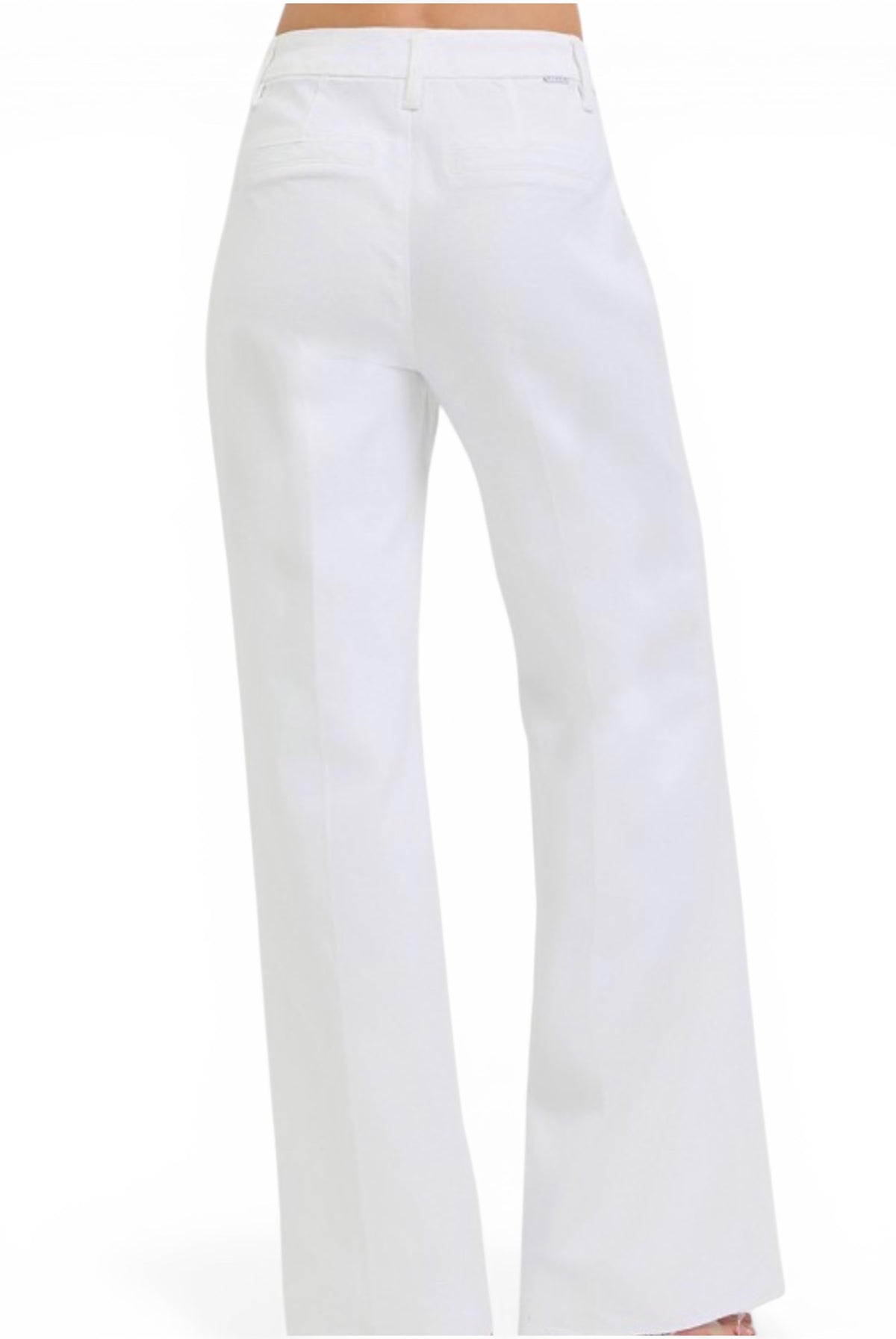 Tummy Control High Rise Wide Leg Pleated White Pants - The Girl on Ivy