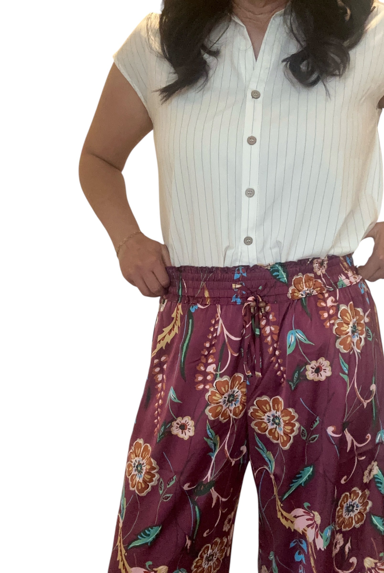 Sophia Floral Smocked Waist Wide Leg Pants - The Girl on Ivy