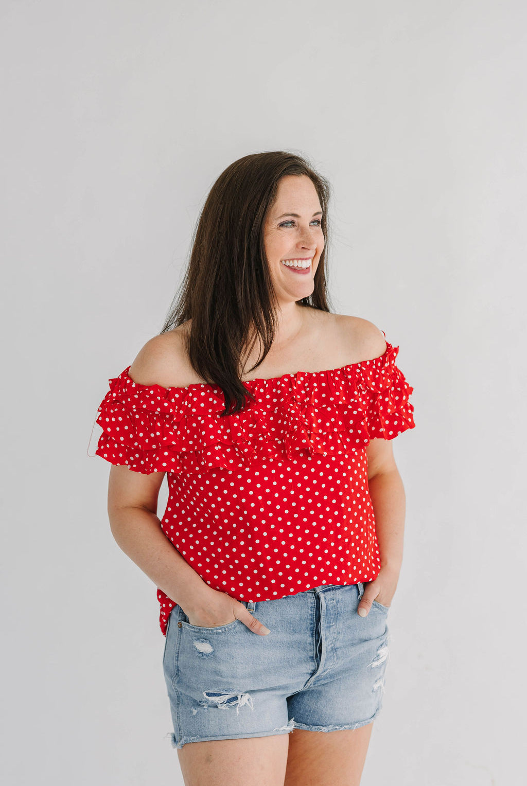 Polka Dot Layered Ruffle Embellished Top - The Girl on Ivy