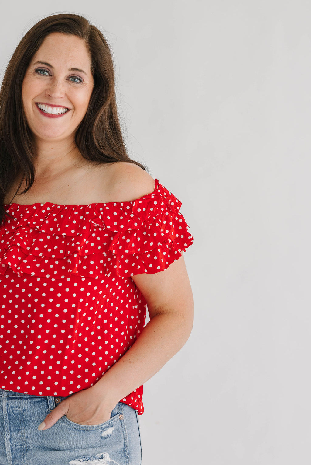Polka Dot Layered Ruffle Embellished Top - The Girl on Ivy
