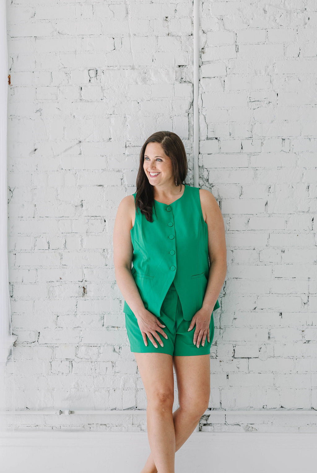 green vest with green buttons