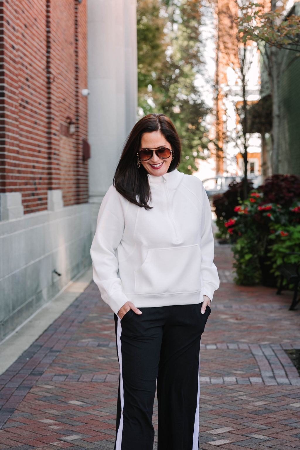 white quarter zip hoodie