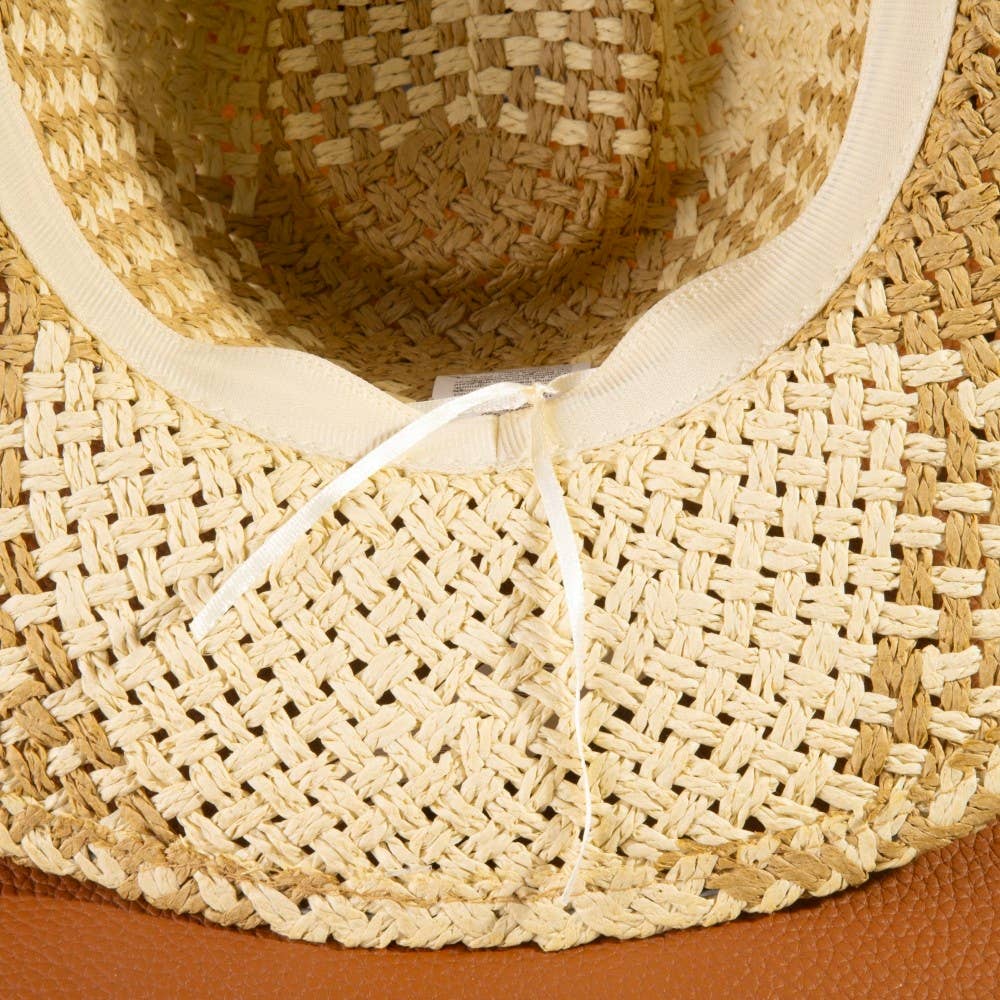 Two Tone Straw Braided Patches Cowboy Hat - The Girl on Ivy