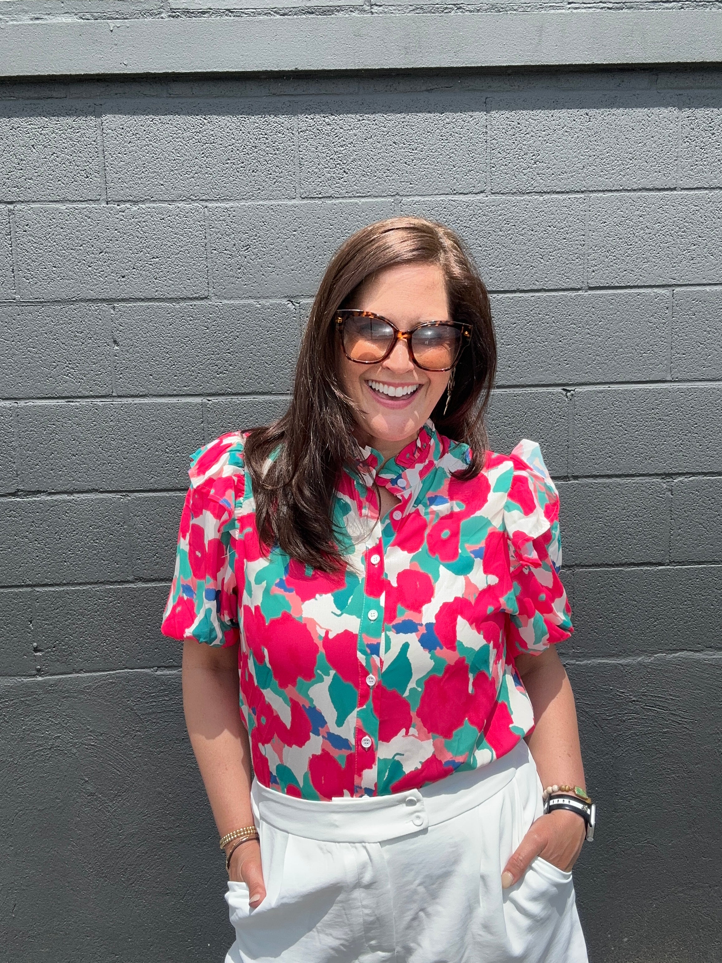 Annelle Printed Woven Top - The Girl on Ivy