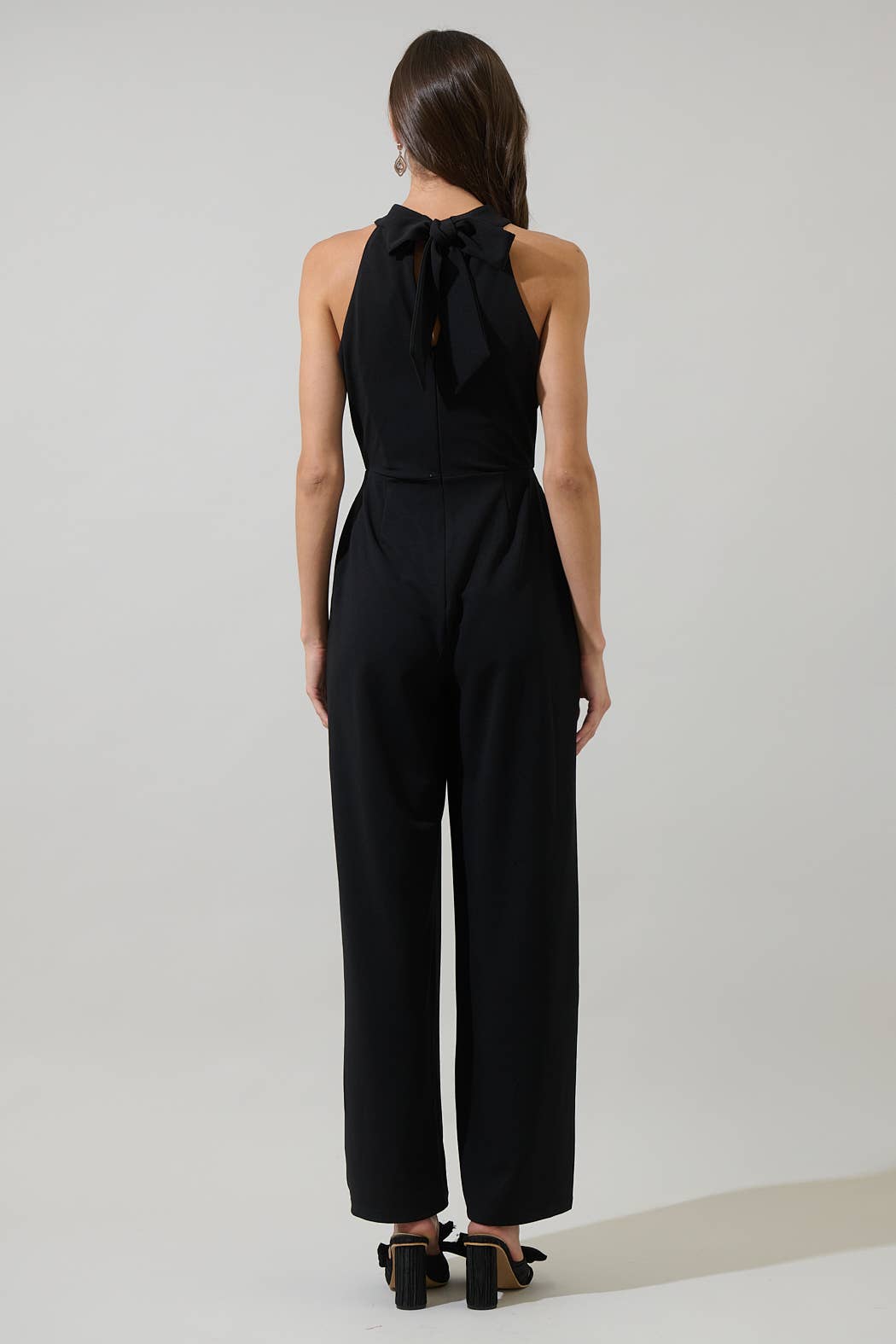 Glow Bow Halter Neck Black Jumpsuit - The Girl on Ivy
