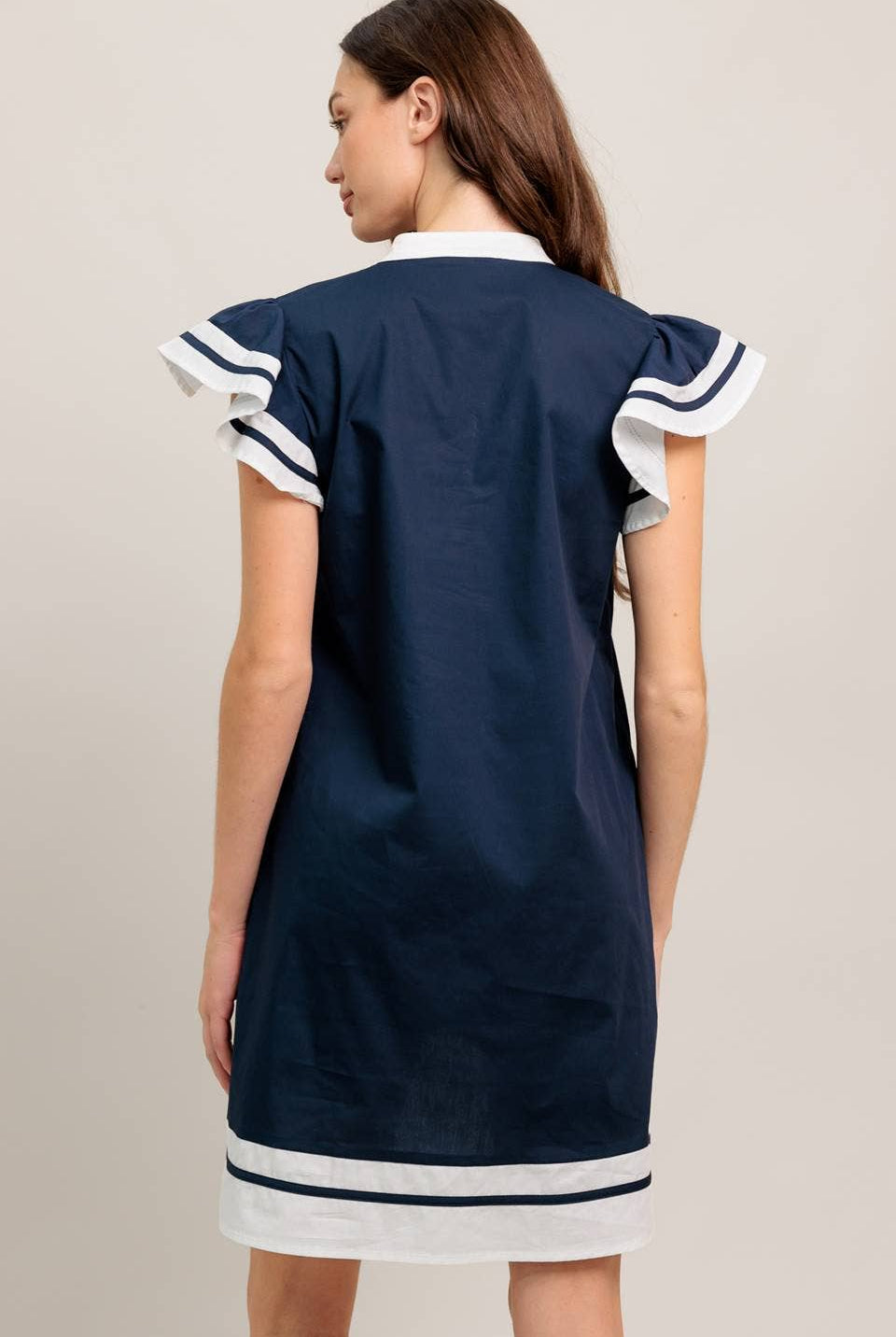 A solid woven color blocked mini dress - The Girl on Ivy