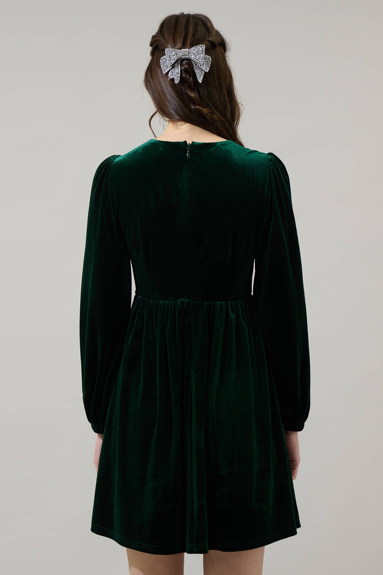 Glow Bow Velvet Mini Dress (available in Emerald and Red) - The Girl on Ivy