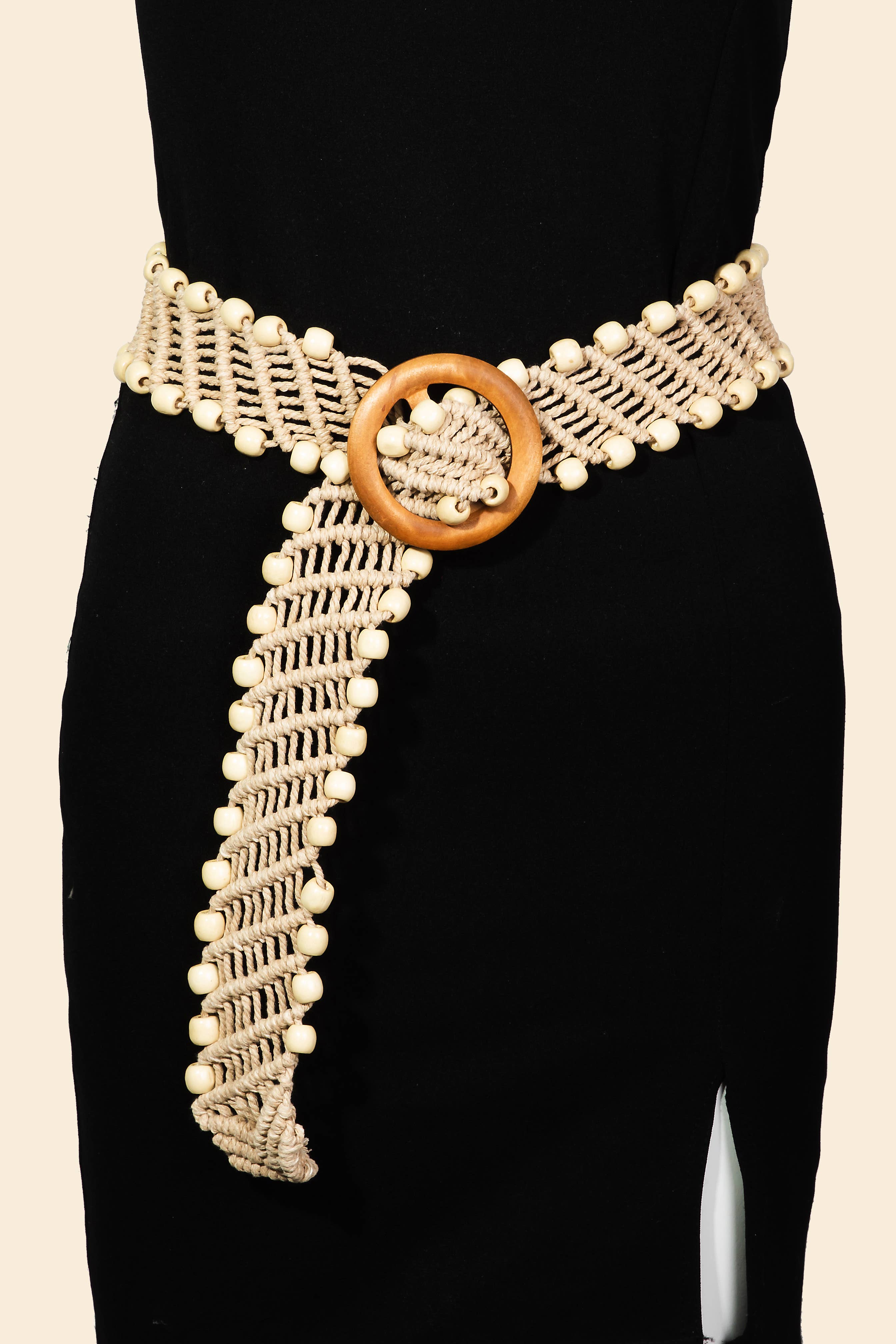 Wooden Circle Buckle Braided Belt - The Girl on Ivy