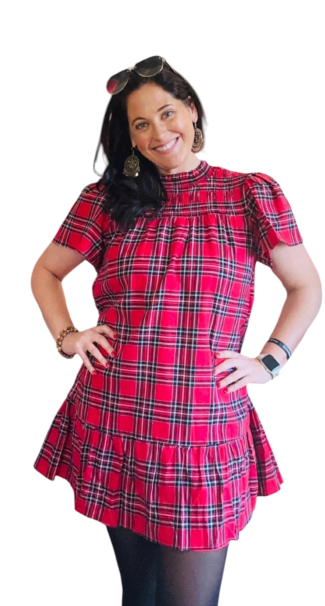 Gloria Plaid Short Sleeve Mini Dress - The Girl on Ivy