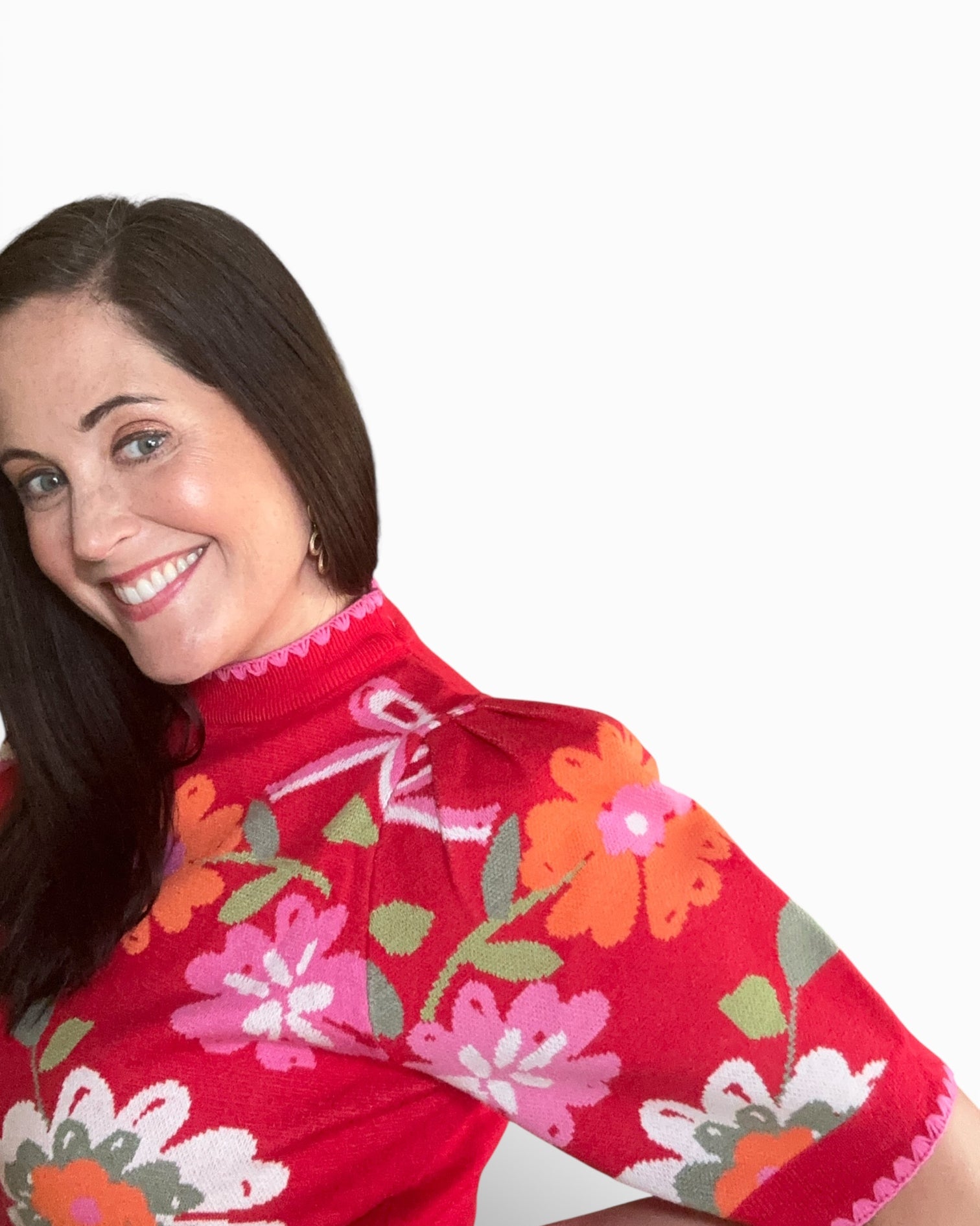 Short Sleeve Floral Detail Knit Top - The Girl on Ivy