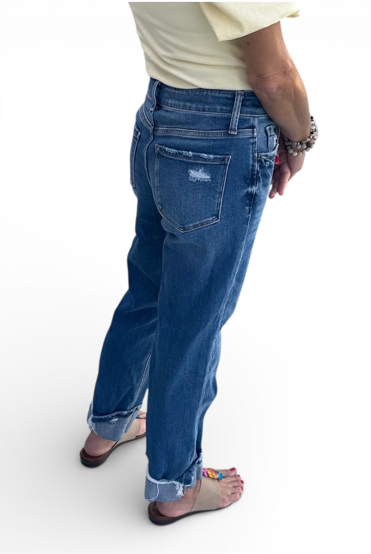 HIGH RISE CUFFED STRAIGHT JEANS - The Girl on Ivy