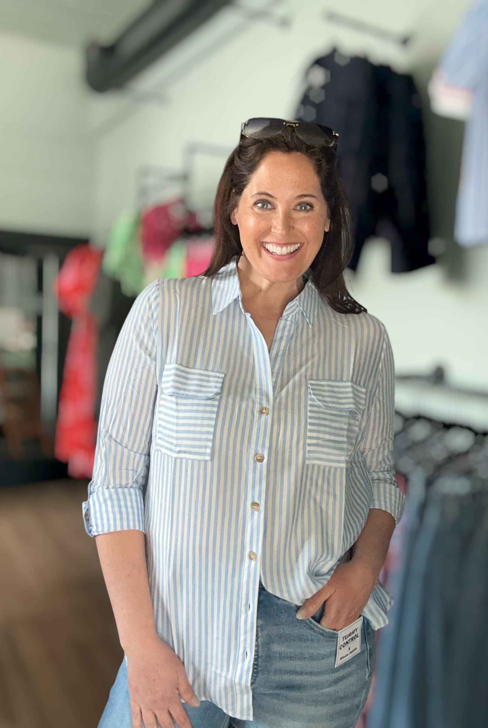 Joey Stripe Collared Button Down Lightweight Shirt - The Girl on Ivy