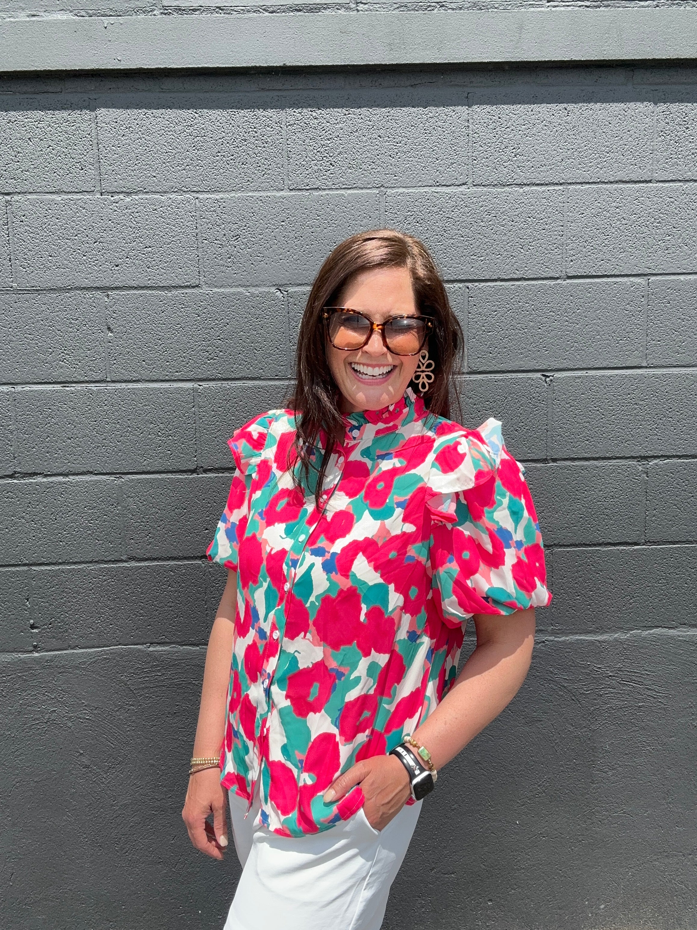 Annelle Printed Woven Top - The Girl on Ivy