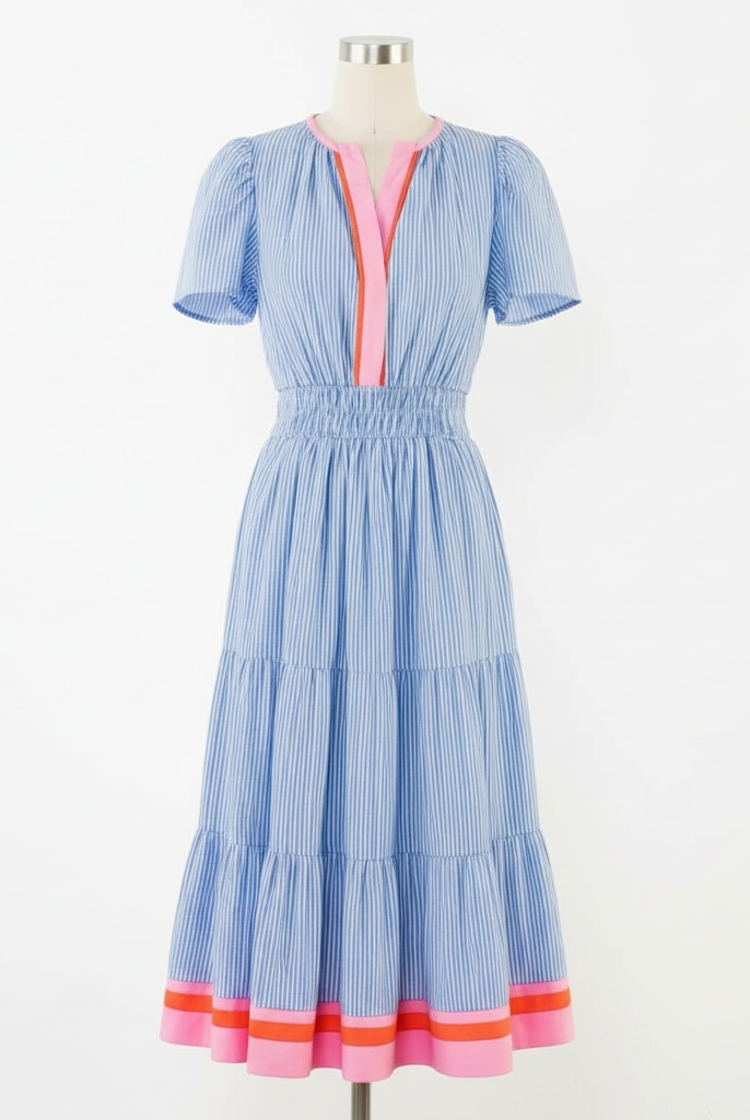 Sheila THML Short Sleeve Striped Textured Maxi Dress - The Girl on Ivy