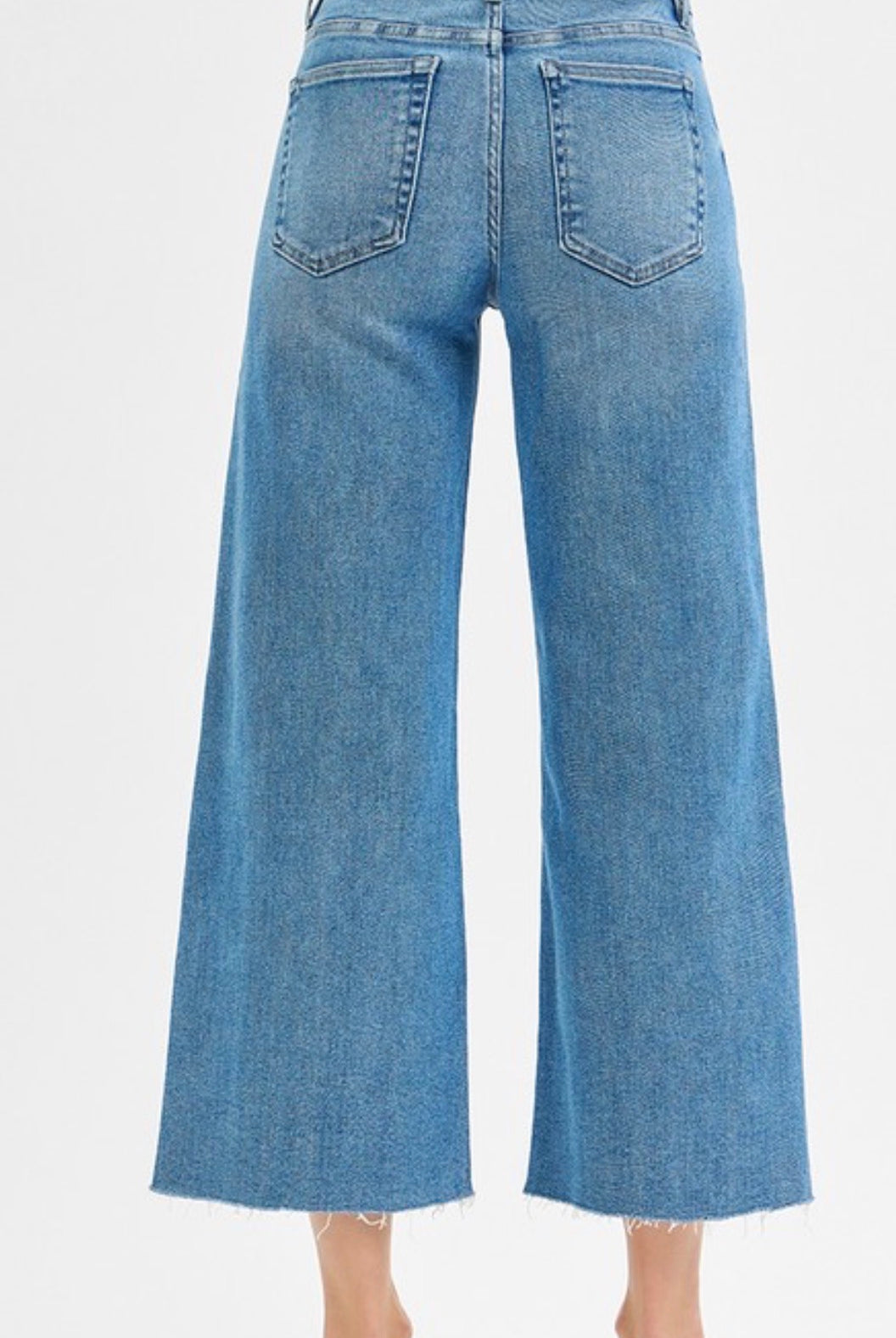 Risen Tummy Control Mid Rise Crop Wide Front Slit Jeans - The Girl on Ivy