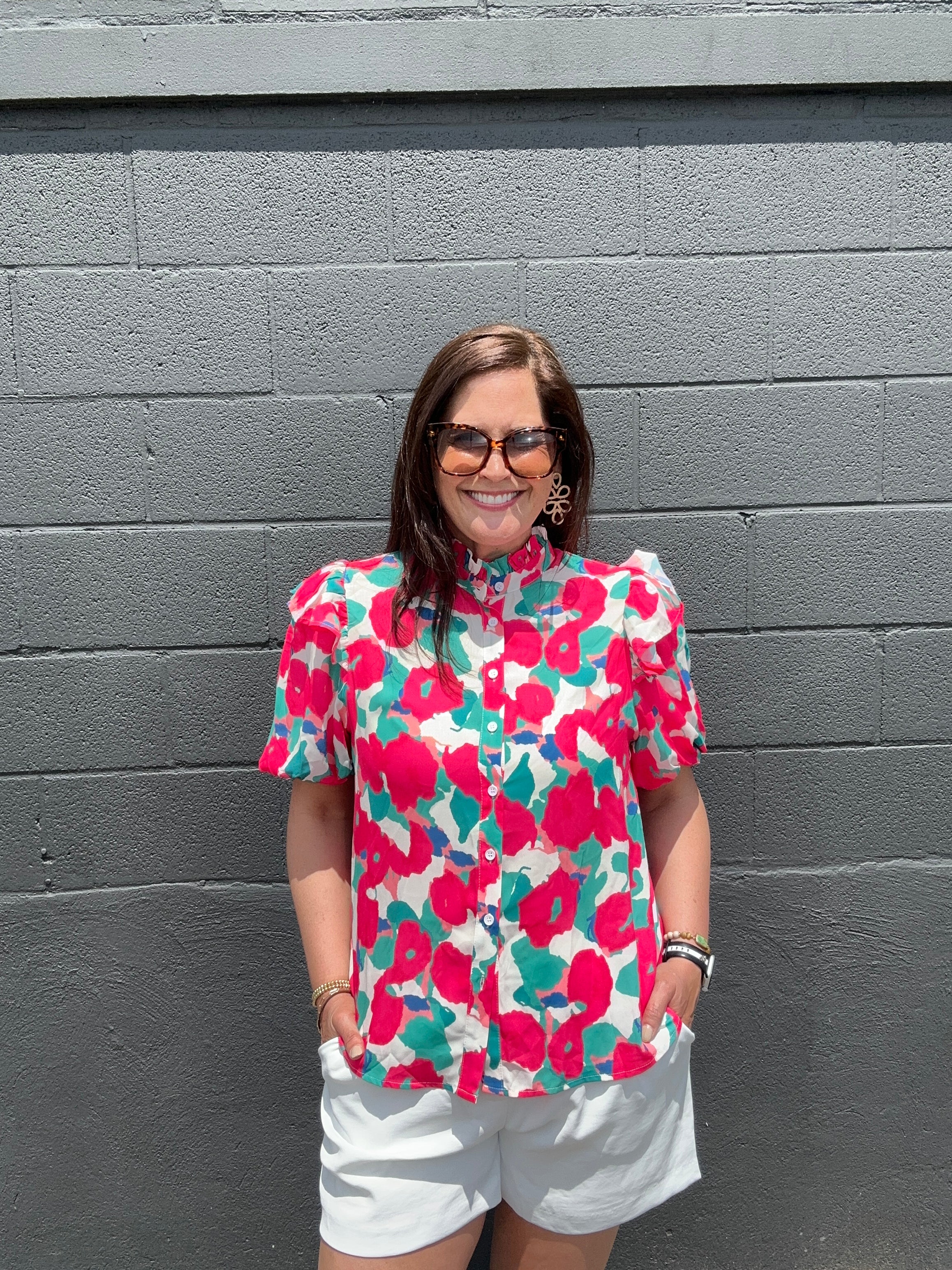 Annelle Printed Woven Top - The Girl on Ivy