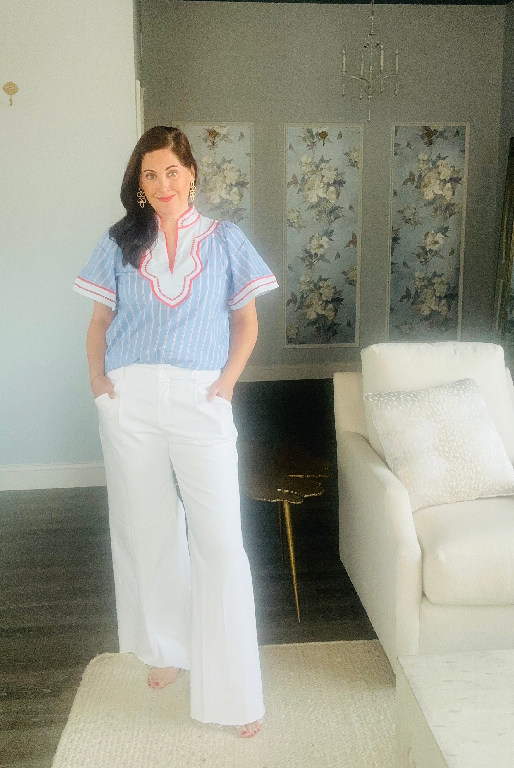 Americana Wide Sleeve Striped Pattern Top - The Girl on Ivy