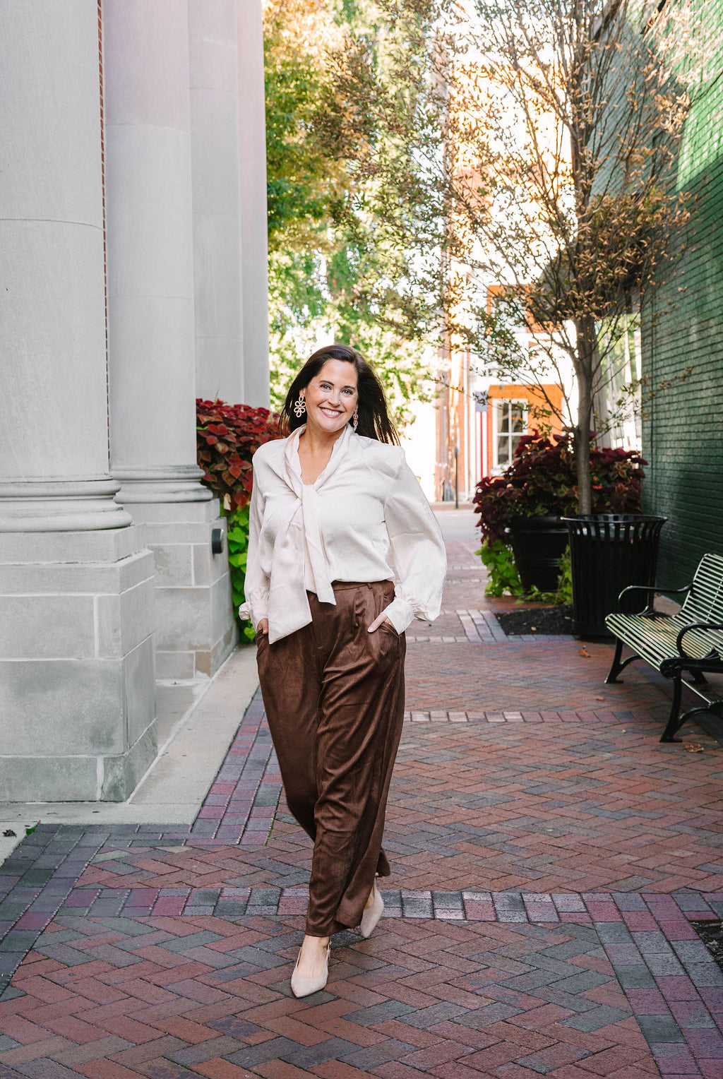 women's brown faux suede trouser pants