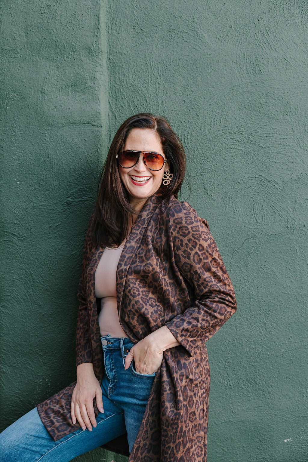 leopard print long cardigan jacket