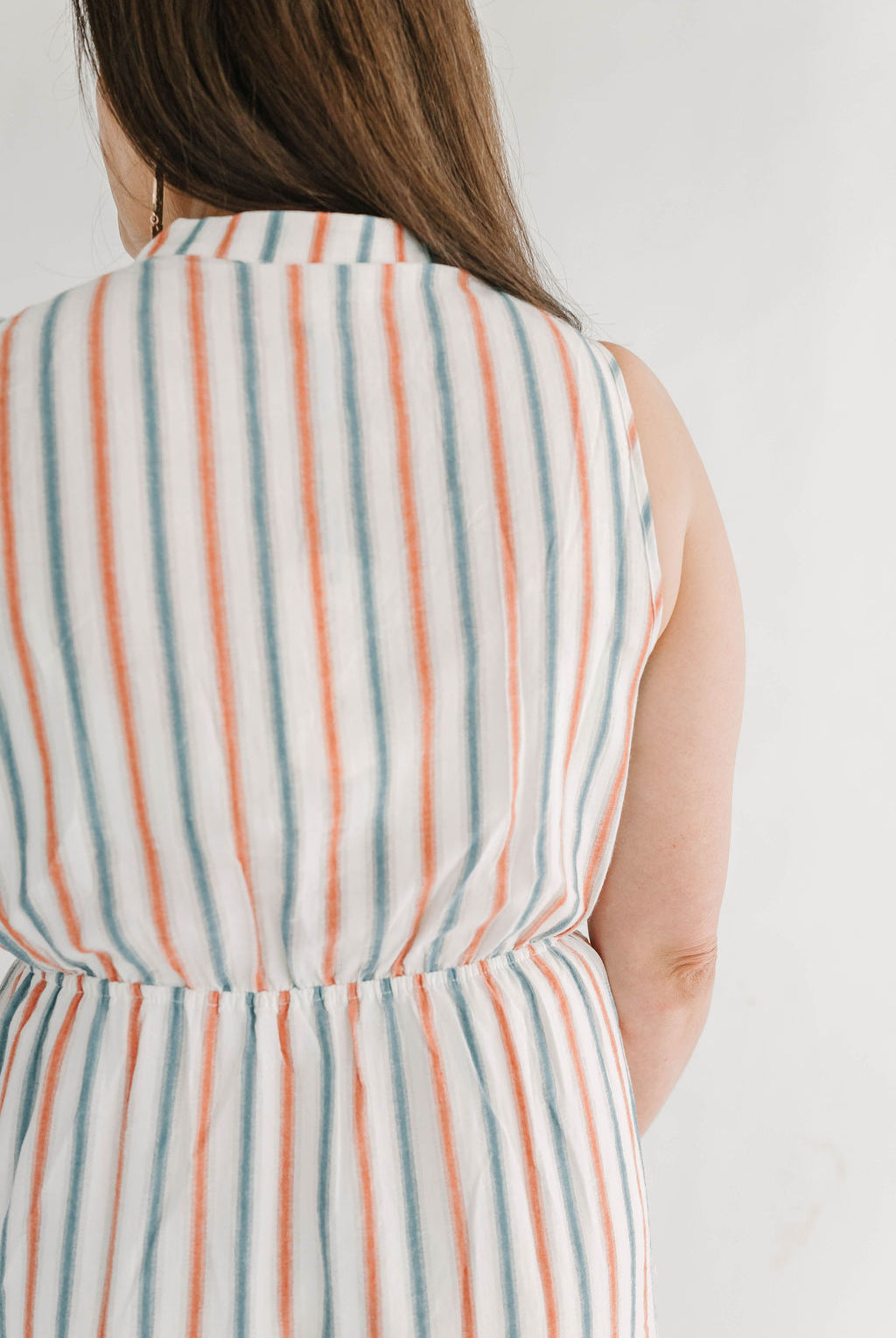 Striped Button Front 100%Cotton Tired Midi Dress - The Girl on Ivy