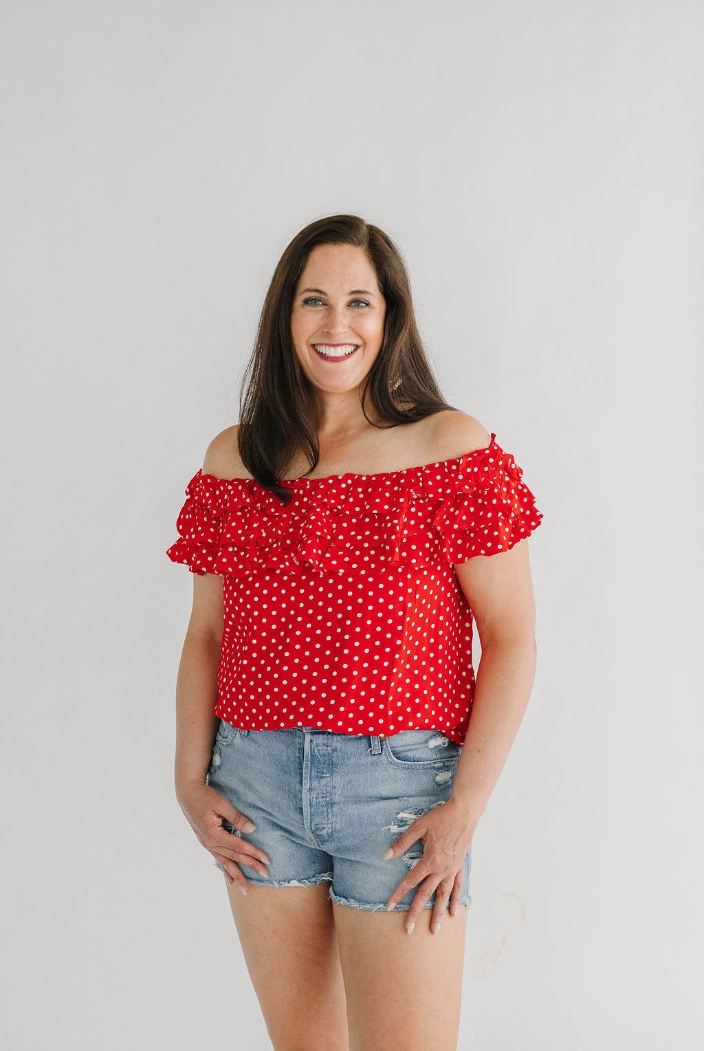 Polka Dot Layered Ruffle Embellished Top - The Girl on Ivy
