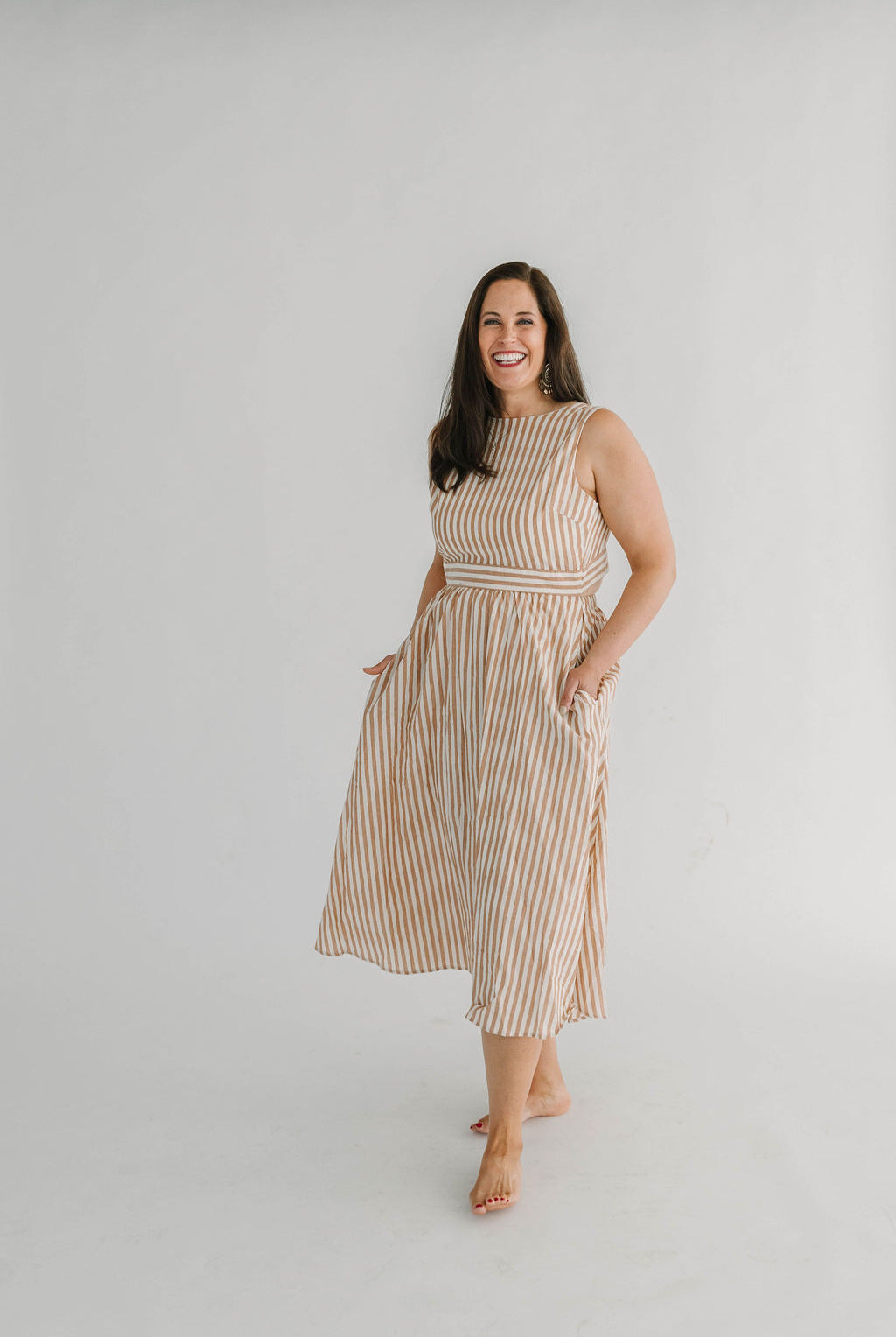 Avery Striped Woven Midi Dress - The Girl on Ivy