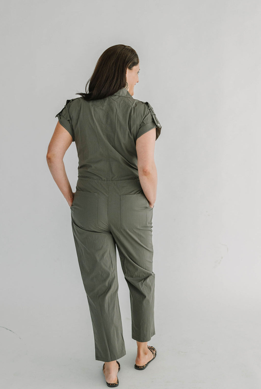 Maeve ZIPPER FRONT UTILITY PAPER CARGO ONE-PIECE JUMPSUIT - The Girl on Ivy