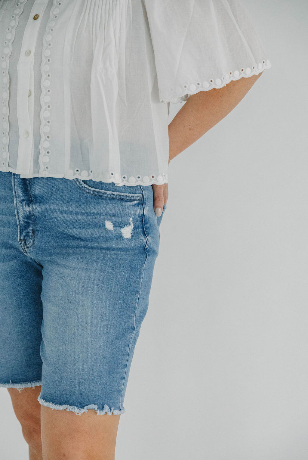 stretch denim bermuda shorts
