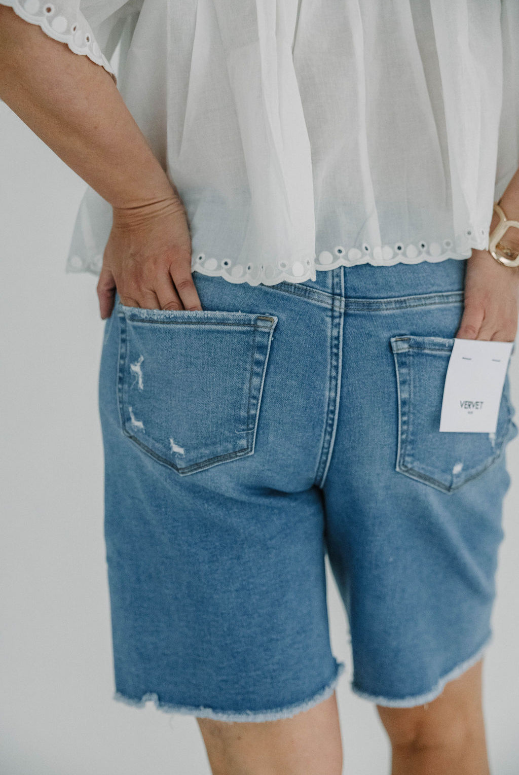 High Rise Raw Hem Bermuda Shorts - The Girl on Ivy