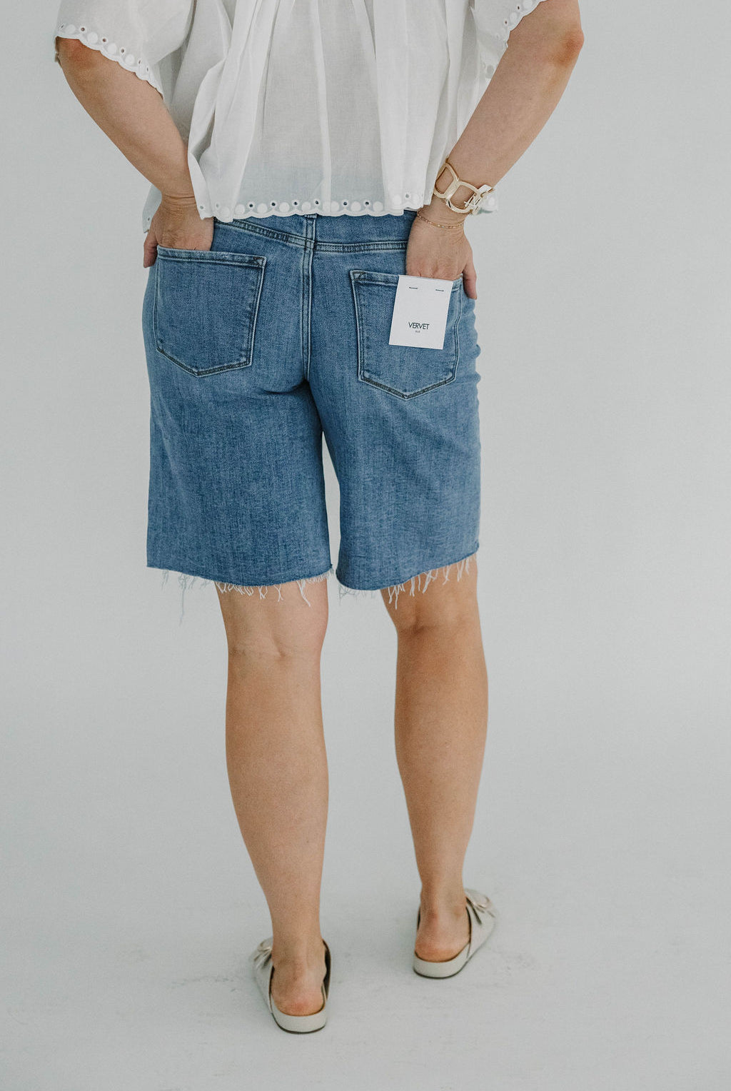 High Rise Waist Tie Denim Bermuda Shorts - The Girl on Ivy