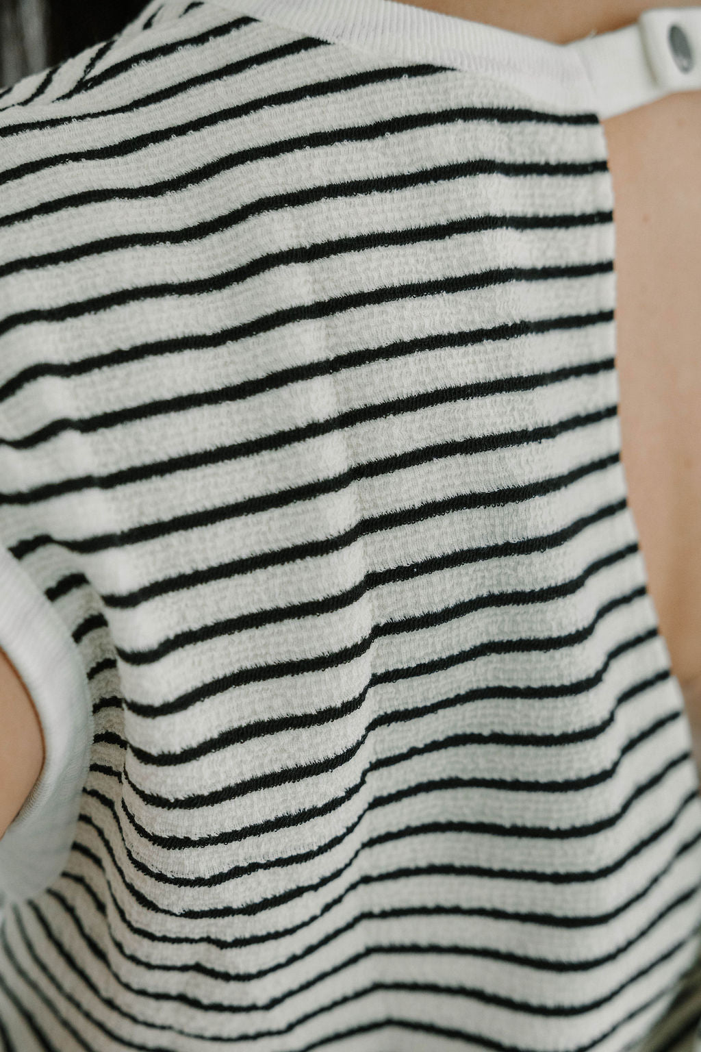 Allison cream & black striped knit romper - The Girl on Ivy