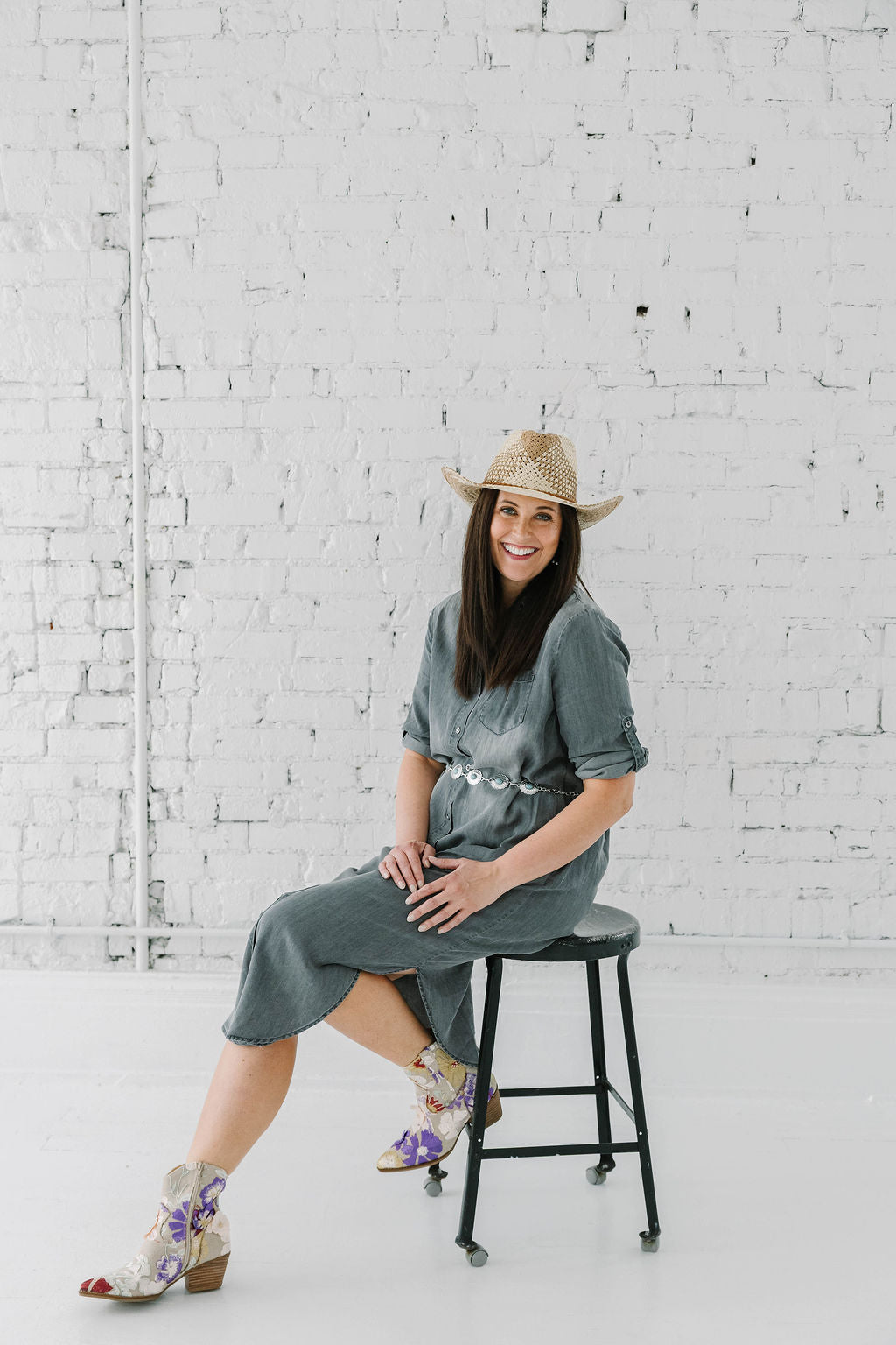 Danielle Roll Tab 3/4 Sleeve Tencel Denim Shirt Midi Dress - The Girl on Ivy