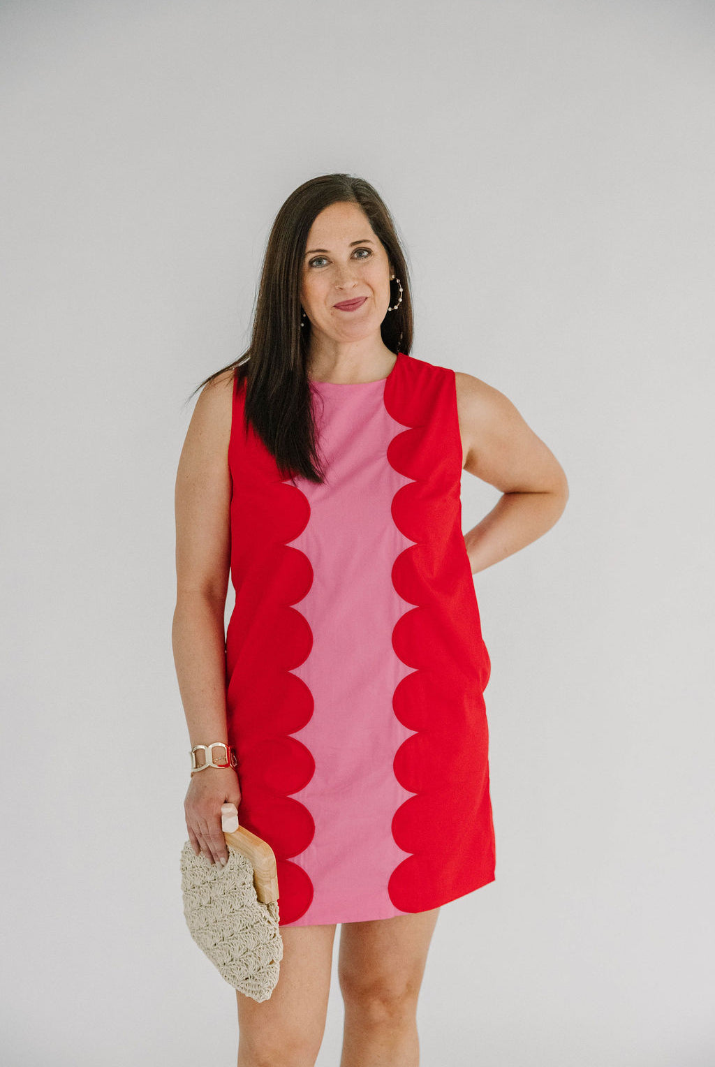 Elliana Red and Pink Color Block Mini Dress - The Girl on Ivy