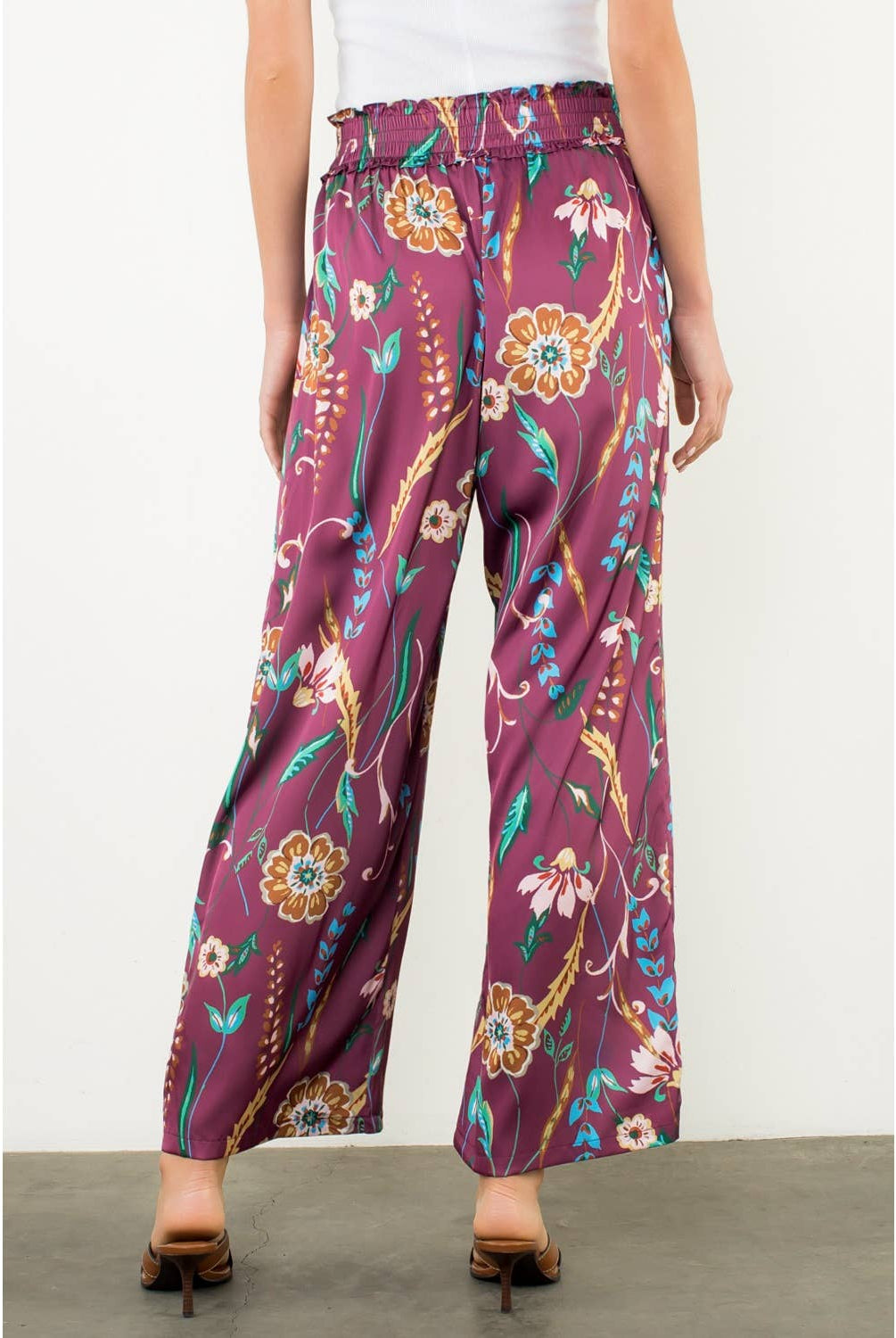Floral Smocked Waist Wide Leg Pants - The Girl on Ivy