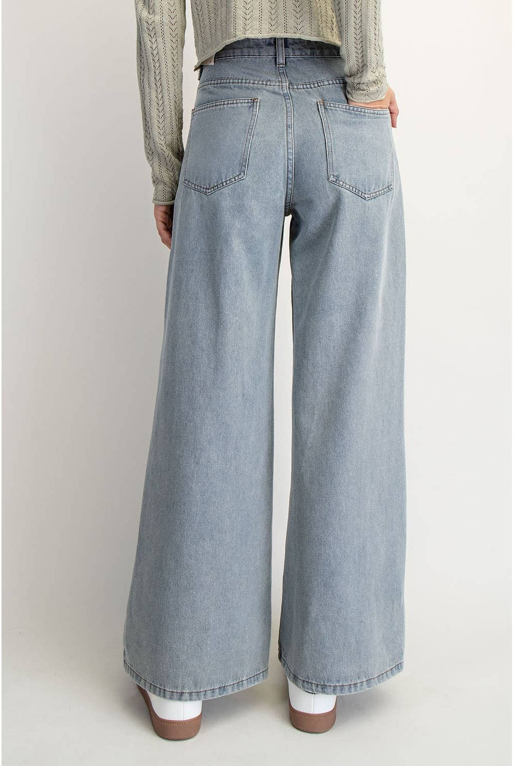 WASHED MID-RISE STRIPE JEANS - The Girl on Ivy