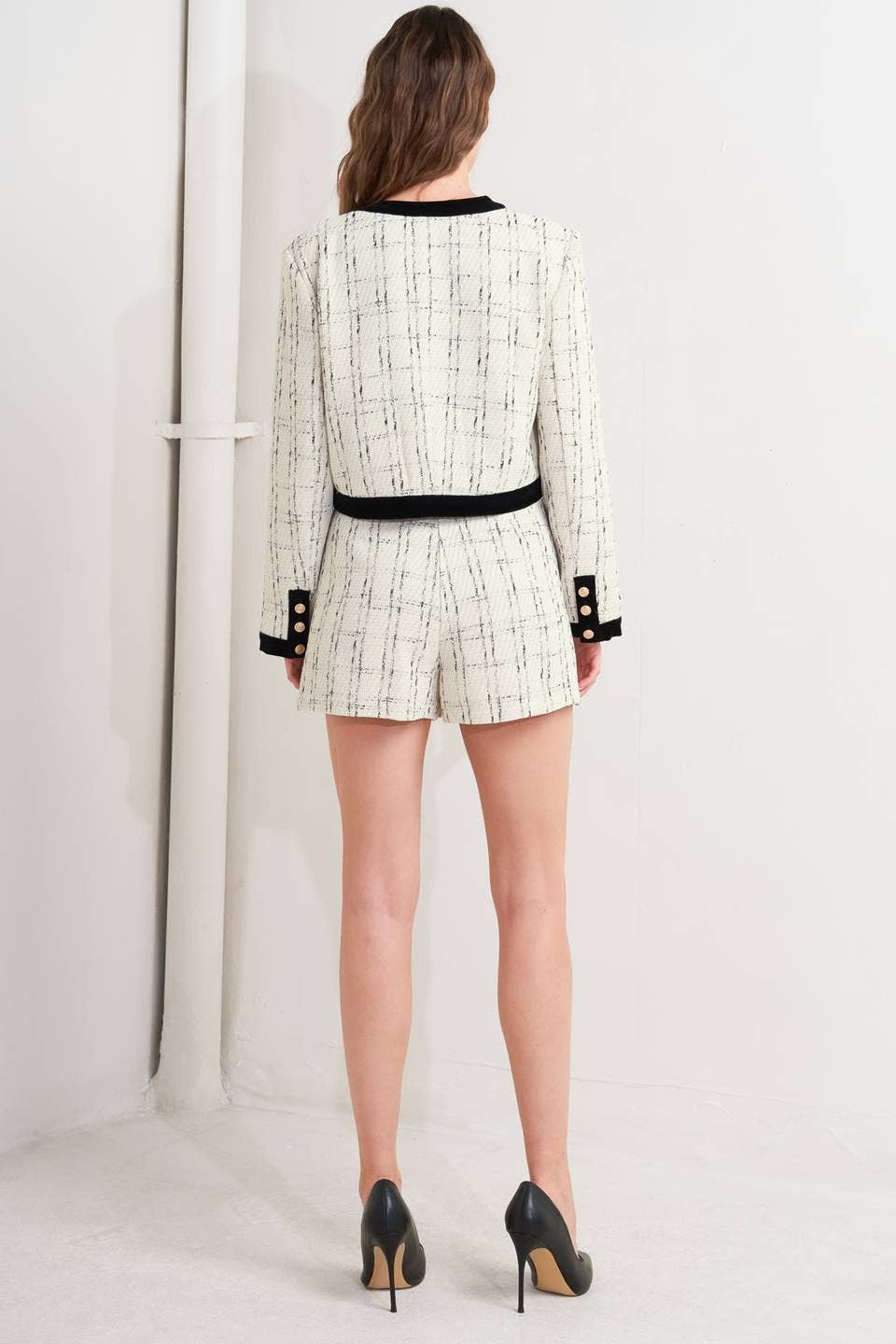 A woven tweed crop jacket - FJ1283 - The Girl on Ivy