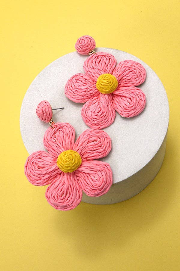 BOHO RAFFIA FLOWER DROP EARRINGS | 10E3021032 - The Girl on Ivy