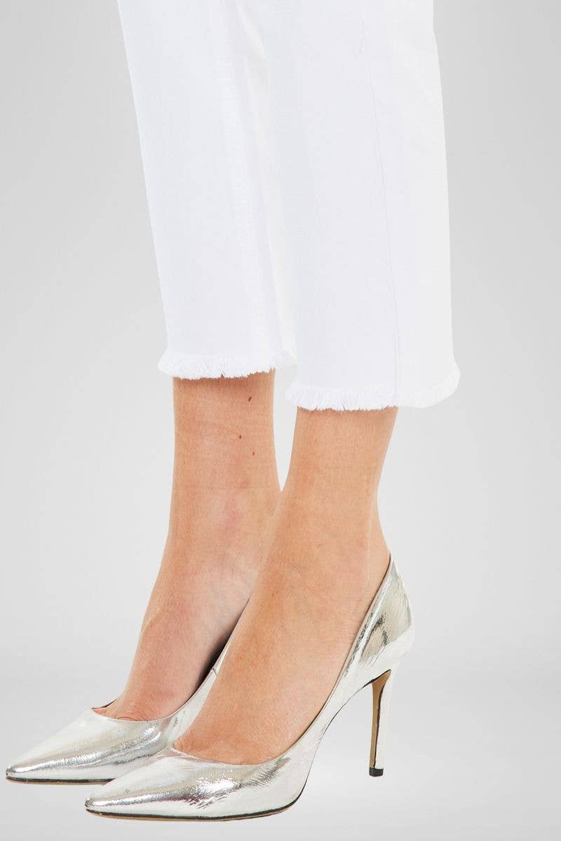 Daniela Cropped Straight White Jeans - The Girl on Ivy