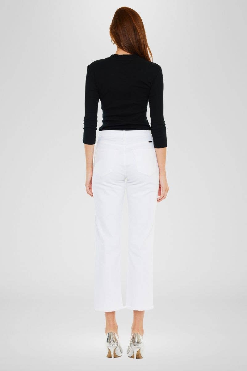 Daniela Cropped Straight White Jeans - The Girl on Ivy