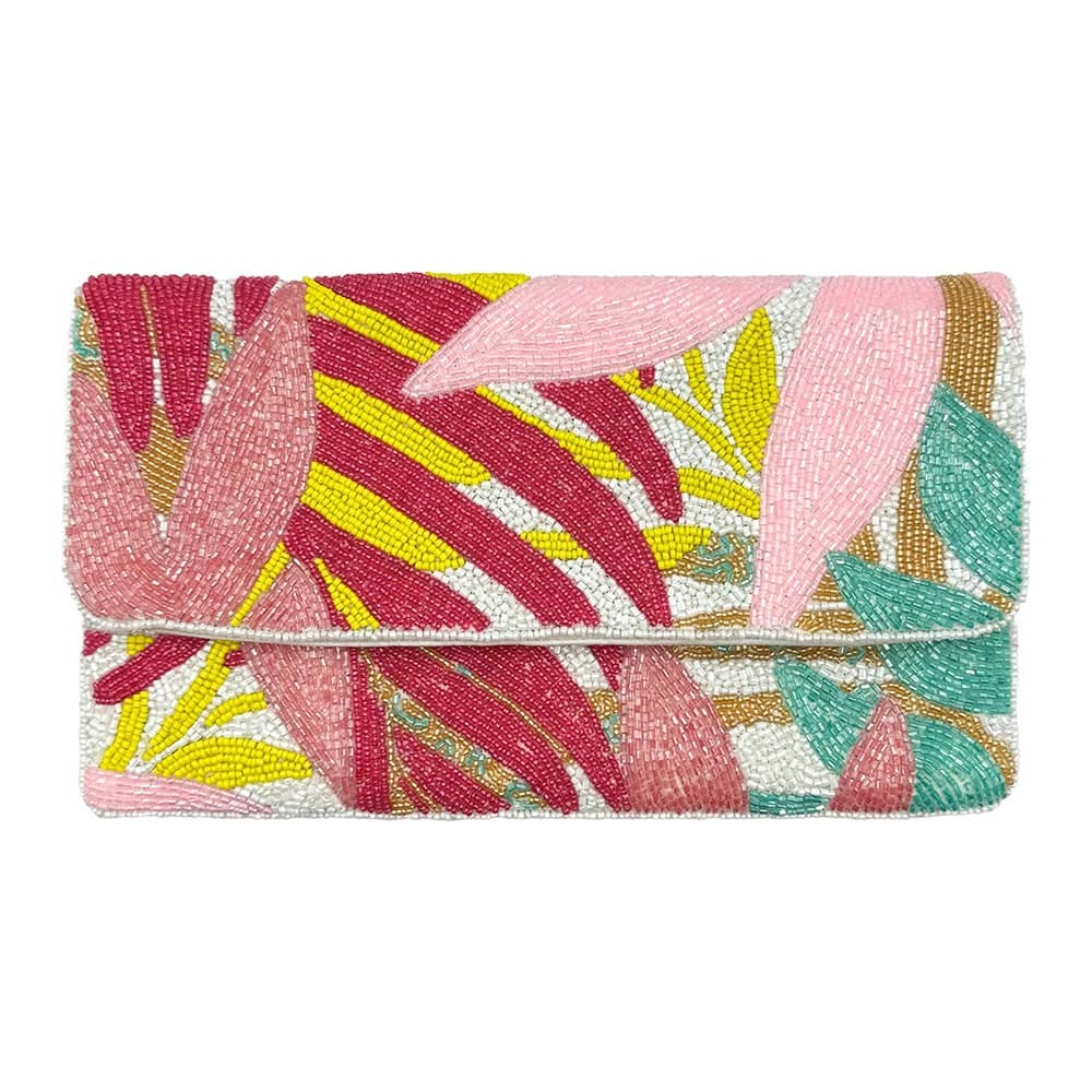 Pastel Leaf Beaded Clutch - The Girl on Ivy