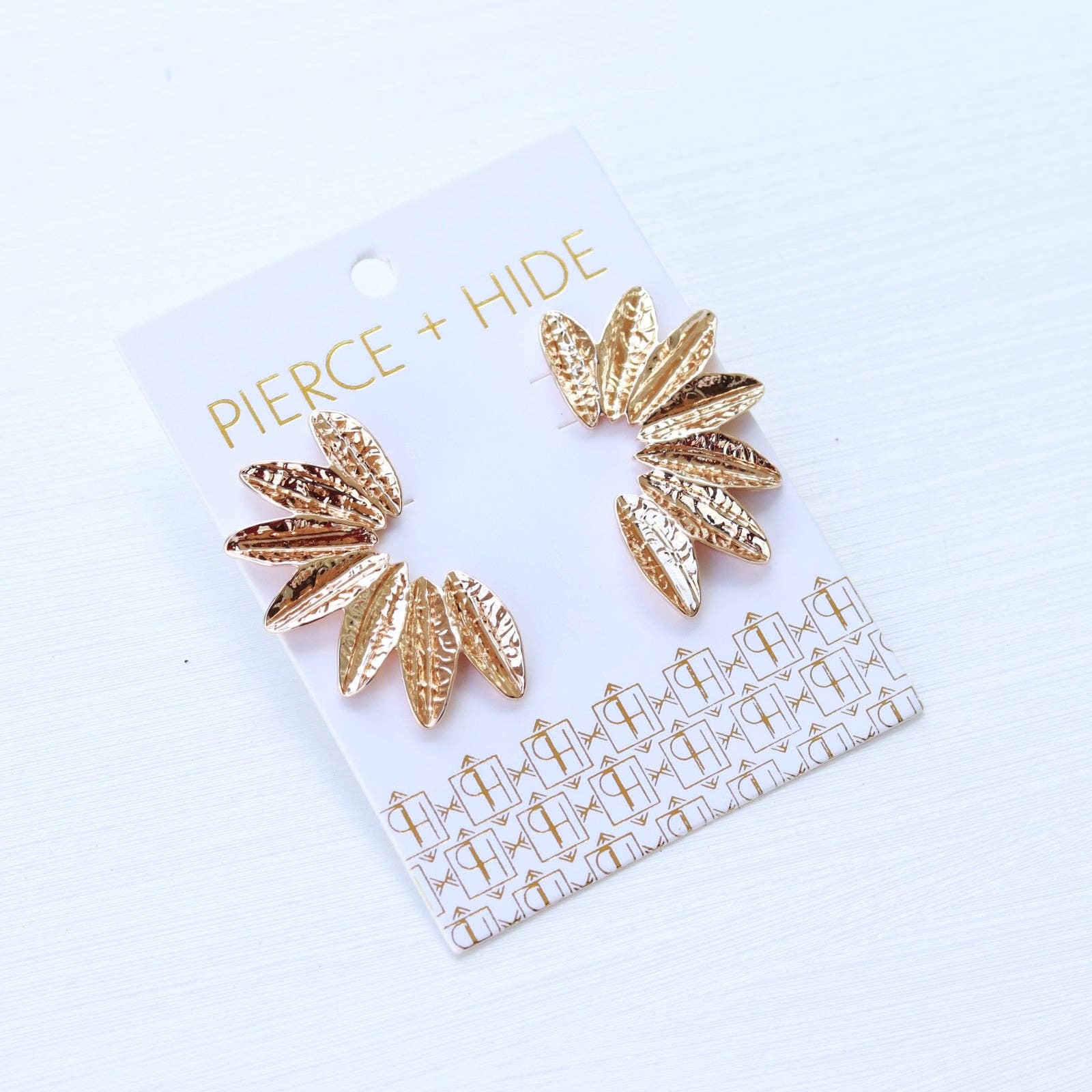 Small Textured Gold Wing Earrings | Gold Accordion Wing - The Girl on Ivy